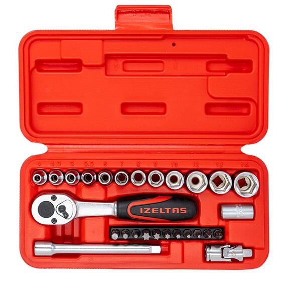 İzeltaş 14000005132 1/4'' Altı Köşe Mini Lokma Anahtar ve Bits Set 27 Parça