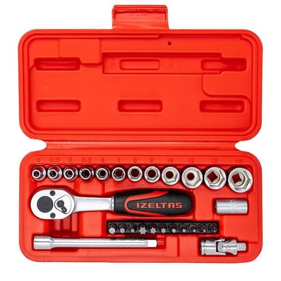 İzeltaş 14000005132 1/4'' Altı Köşe Mini Lokma Anahtar ve Bits Set 27 Parça