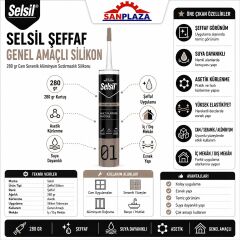 Selsil Şeffaf Genel Amaçlı Silikon 280 gr Cam PVC Seramik Banyo Mutfak Sızdırmazlık 5 Adet