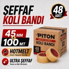 Sanplaza Şeffaf Hotmelt 48 Adet Koli Bandı 45 mm x 100 mt Güçlü Yapışkanlı Paketleme Ambalaj Bandı