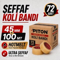 Sanplaza Şeffaf Hotmelt 72 Adet Koli Bandı 45 mm x 100 mt Güçlü Yapışkanlı Paketleme Ambalaj Bandı