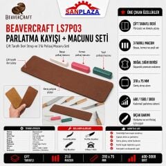 BeaverCraft LS7P03 Çift Taraflı Deri Bileme Parlatma Kayışı 3'lü Polisaj Macunu Seti