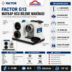 Factor G13 Matkap Ucu Bileme Makinası Elektrikli Spiral Matkap Ucu Bileyici Tezgah Tipi