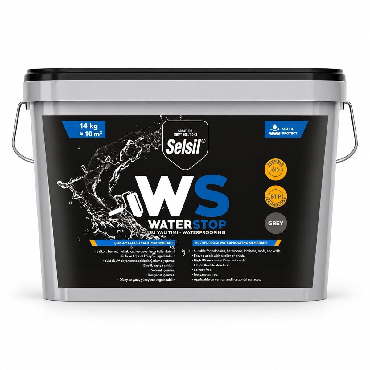 Selsil Waterstop Su Yalıtım Membranı 14 kg Hibrit Polimer UV Dayanımlı Elastik İzolasyon