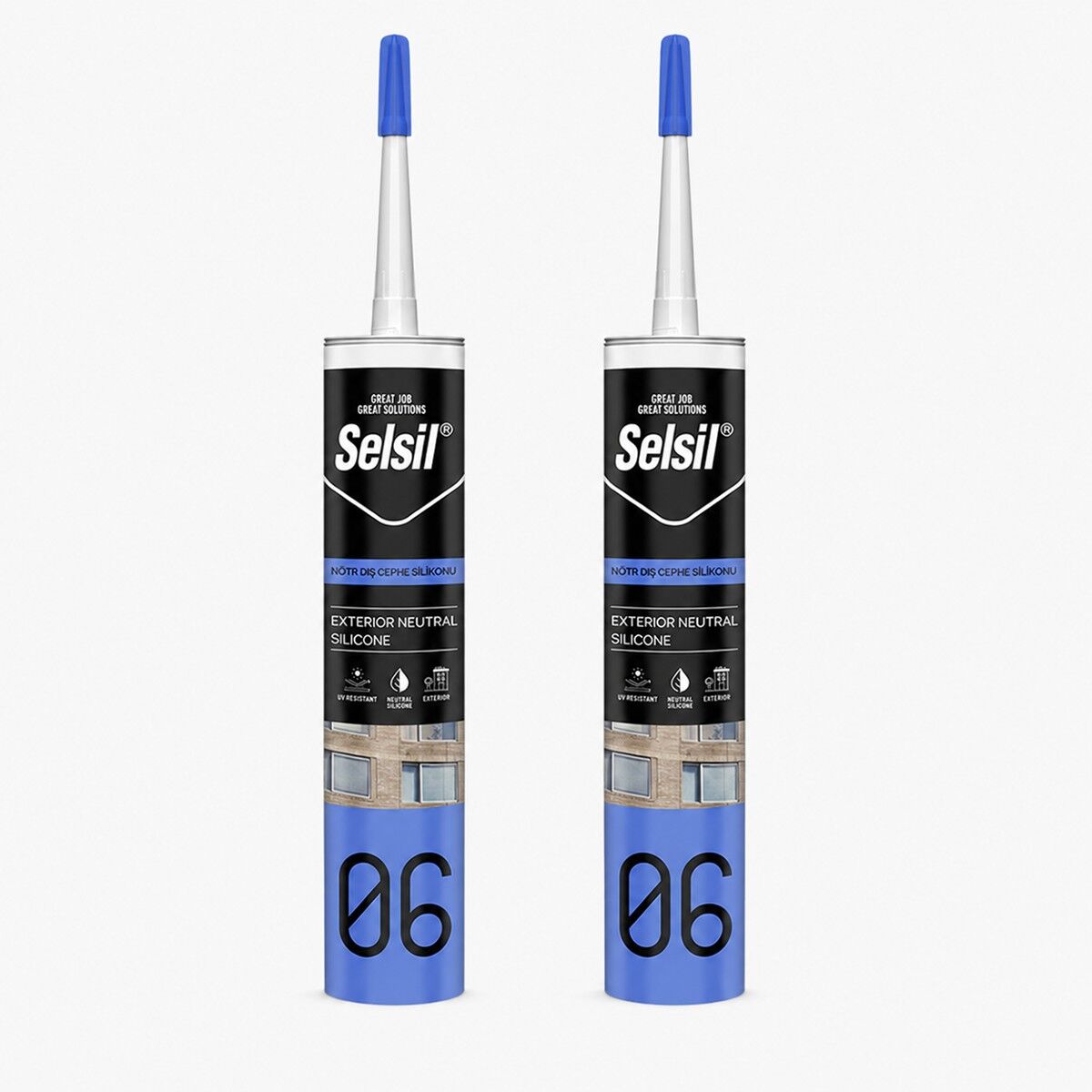 Selsil Beyaz Nötr Dış Cephe Silikonu 300 ml UV Dayanımlı Cam PVC Beton Derz Dolgu Mastiği 2 Adet