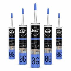 Selsil Beyaz Nötr Dış Cephe Silikonu 300 ml UV Dayanımlı Cam PVC Beton Derz Dolgu Mastiği 5 Adet