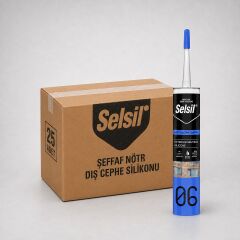 Selsil Beyaz Nötr Dış Cephe Silikonu 300 ml UV Dayanımlı Cam PVC Beton Derz Dolgu Mastiği 25 Adet (1 Koli)