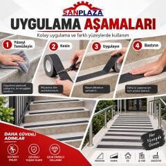 Sanplaza Wonder WBKS5015 Siyah Kaydırmazlık Bandı 50 mm x 15 mt Merdiven Zemin Güvenlik Bandı