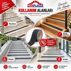 Sanplaza Wonder WBKS5015 Siyah Kaydırmazlık Bandı 50 mm x 15 mt Merdiven Zemin Güvenlik Bandı