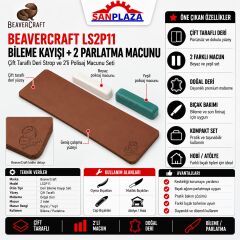 BeaverCraft LS2P11 Deri Bileme Kayışı + 2 Parlatma Macunu Bıçak Bileme ve Polisaj Seti