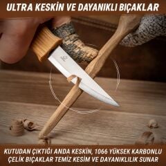 BeaverCraft S14 3 Parça Kaşık Oyma Seti Ahşap Oyma ve Kaşık Yapma Bıçak Seti