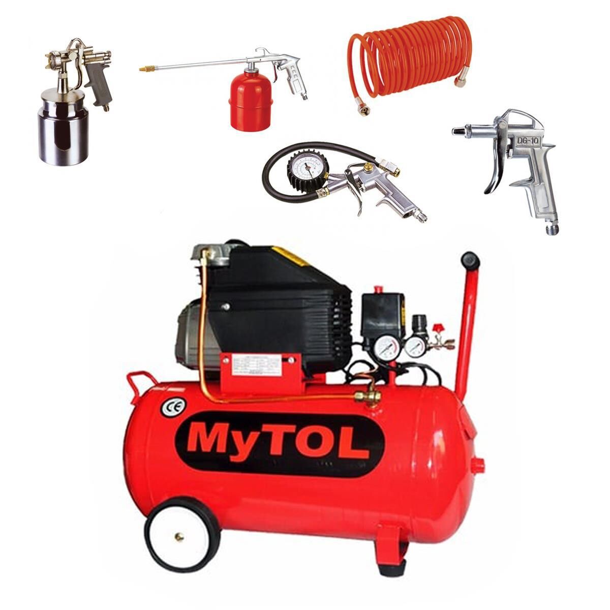Mytol 50 lt Hava Kompresörü + 5 Parça Havalı Set