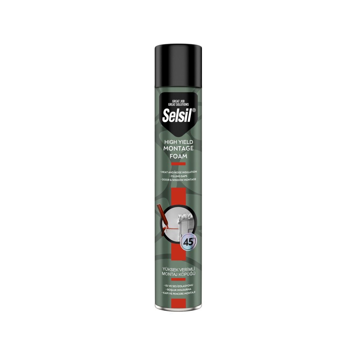 Selsil Selfoam Polyüretan Yüksek Verimli Montaj Dolgu Köpüğü 750 ml/ 850 gr (2659)