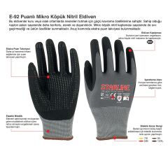 Starline E-92 Puanlı Mikro Köpük Nitril Eldiven Montaj Eldiveni No.9/Large - 3 Adet