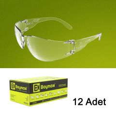 Baymax S-500 Dinamik Şeffaf Koruyucu Çapak İş Gözlüğü (12 Adet) - 1 Kutu