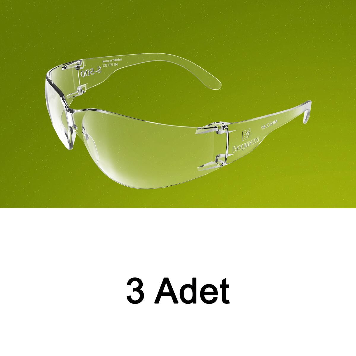 Baymax S-500 Dinamik Şeffaf Koruyucu Çapak İş Gözlüğü (3 Adet)