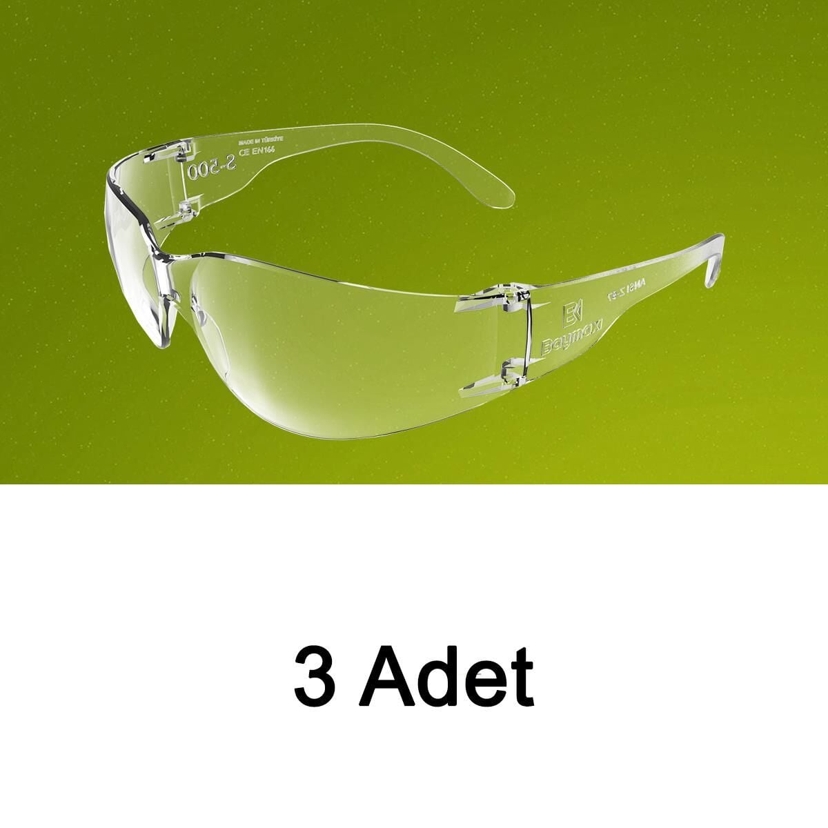 Baymax S-500 Dinamik Şeffaf Koruyucu Çapak İş Gözlüğü (3 Adet)