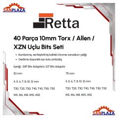 Retta RTS0141 Torx / Allen / XZN Lokmalı Bits Seti 10mm 40 Parça