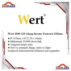 Wert 2540-125 Ahşap Kesme Testeresi 125 mm