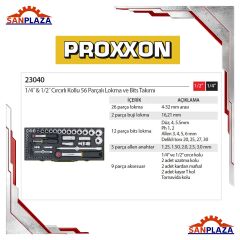 Proxxon 23040 1/4'' 1/2'' Cırcır Kollu 56 Parça Lokma Allen ve Bits Takımı
