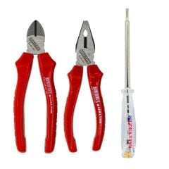 İzeltaş 3'lü Pense 160 mm Yan Keski 160 mm Kontrol Kalemi 190 mm Seti